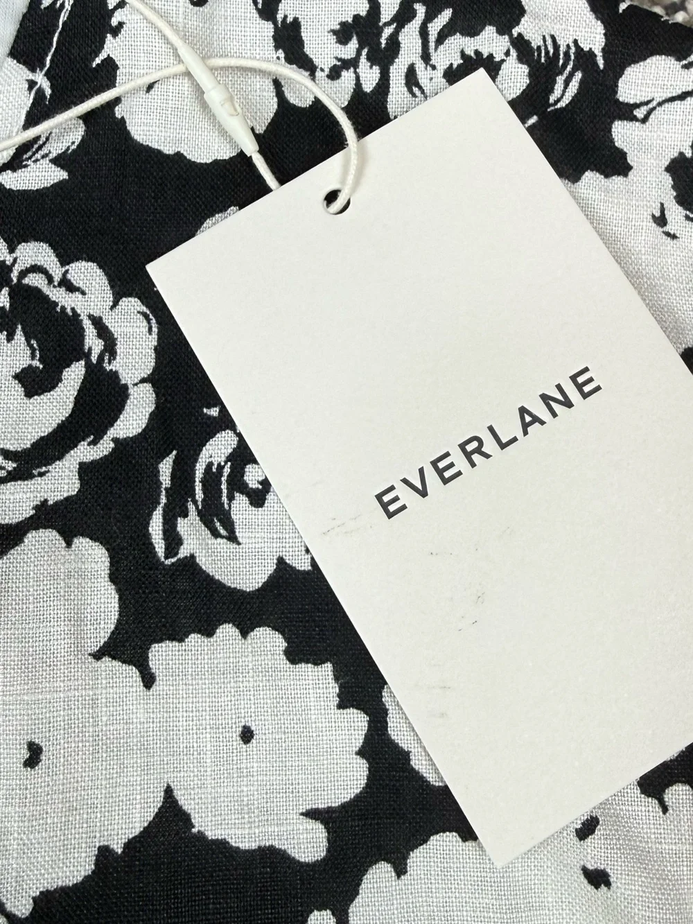Everlane Black & White Floral Linen Midi Dress